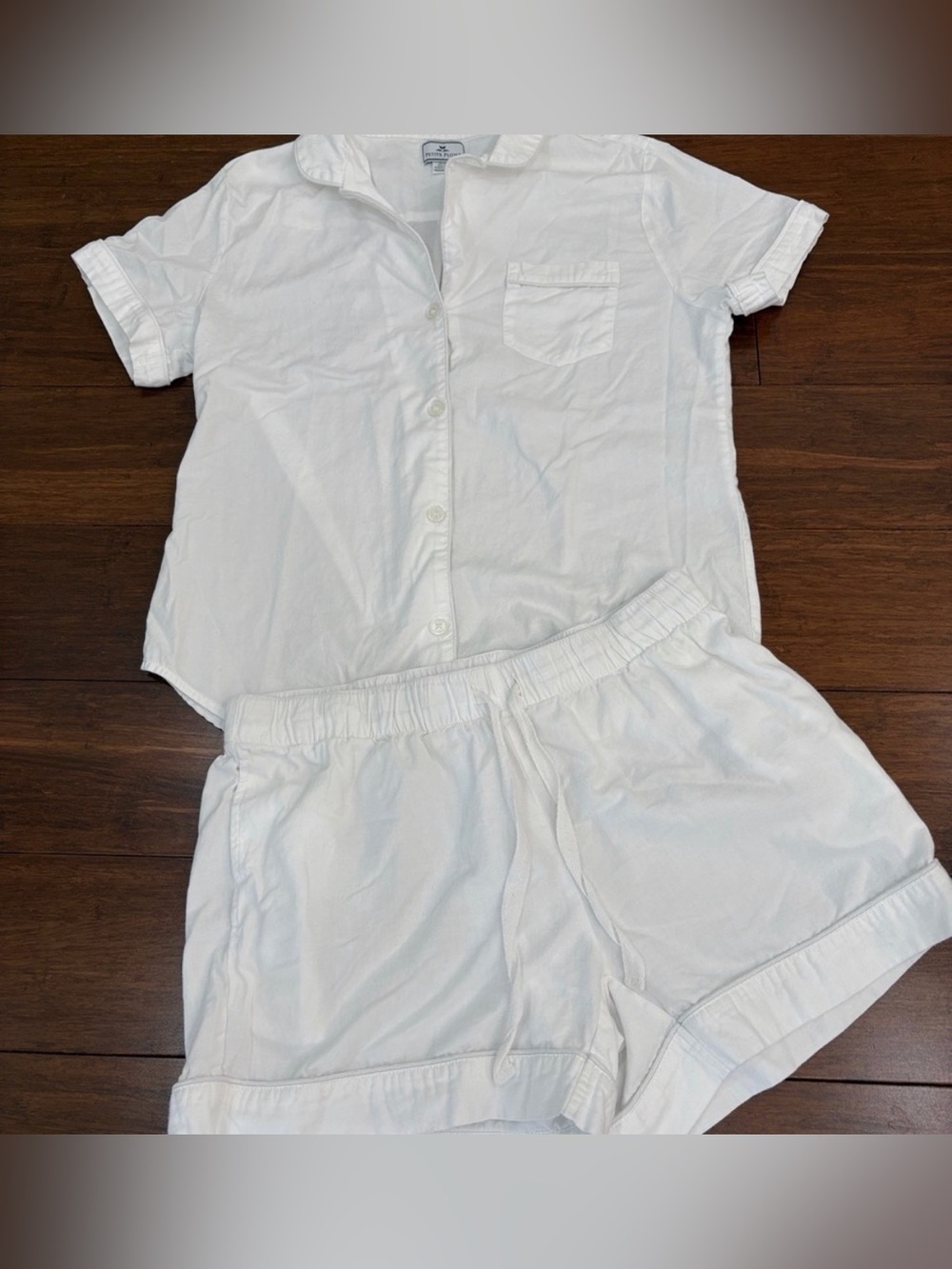 Petite Plume white cotton pajamas shorts